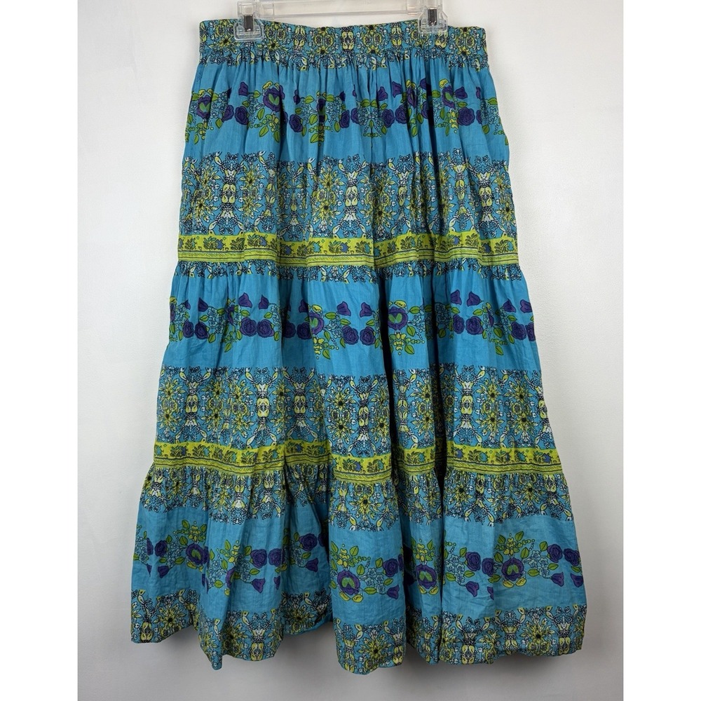 Vintage Norm Thompson Y2K Floral Maxi Skirt Small Colorful 90s Reversible Boho